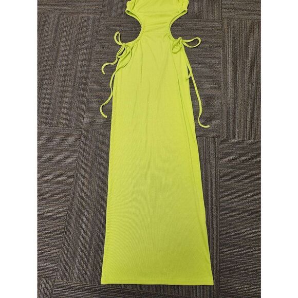 Belle MEDIUM Green Women's Sexy Halter Neck Hollow Out Maxi Dress Y2K Cutout Wai - Picture 7 of 10